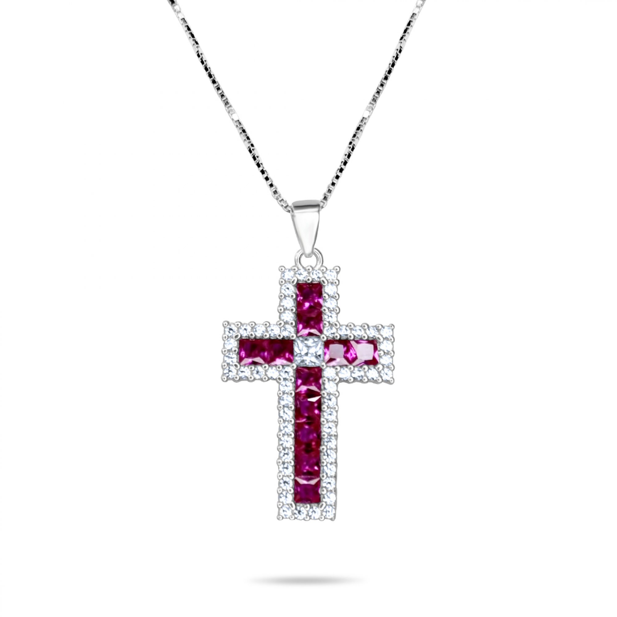 Cross necklace with zircon stones