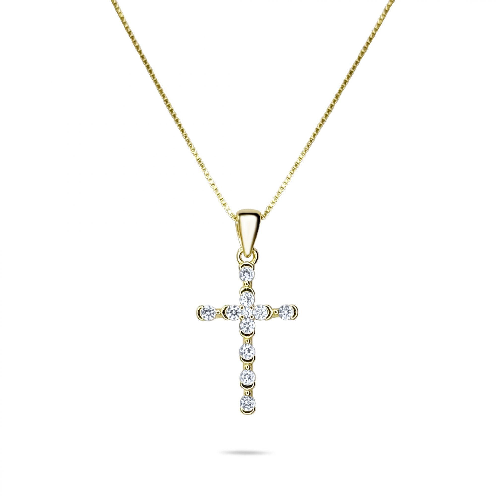 Gold plated cross necklace with zircon stones