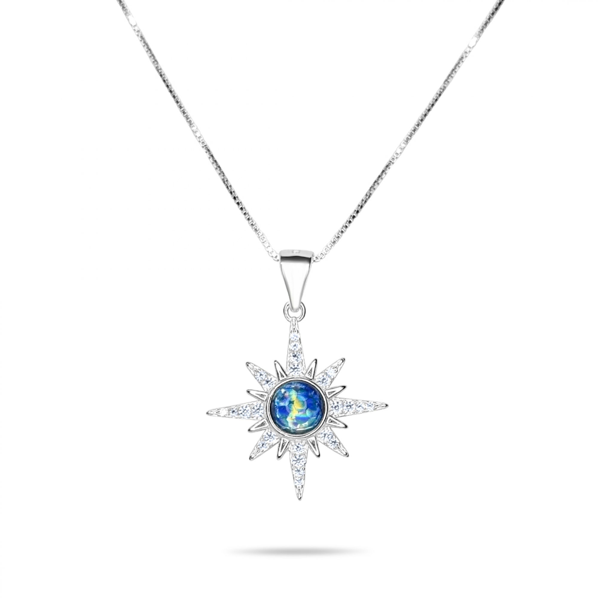 Star necklace with moonstone and zircon stones