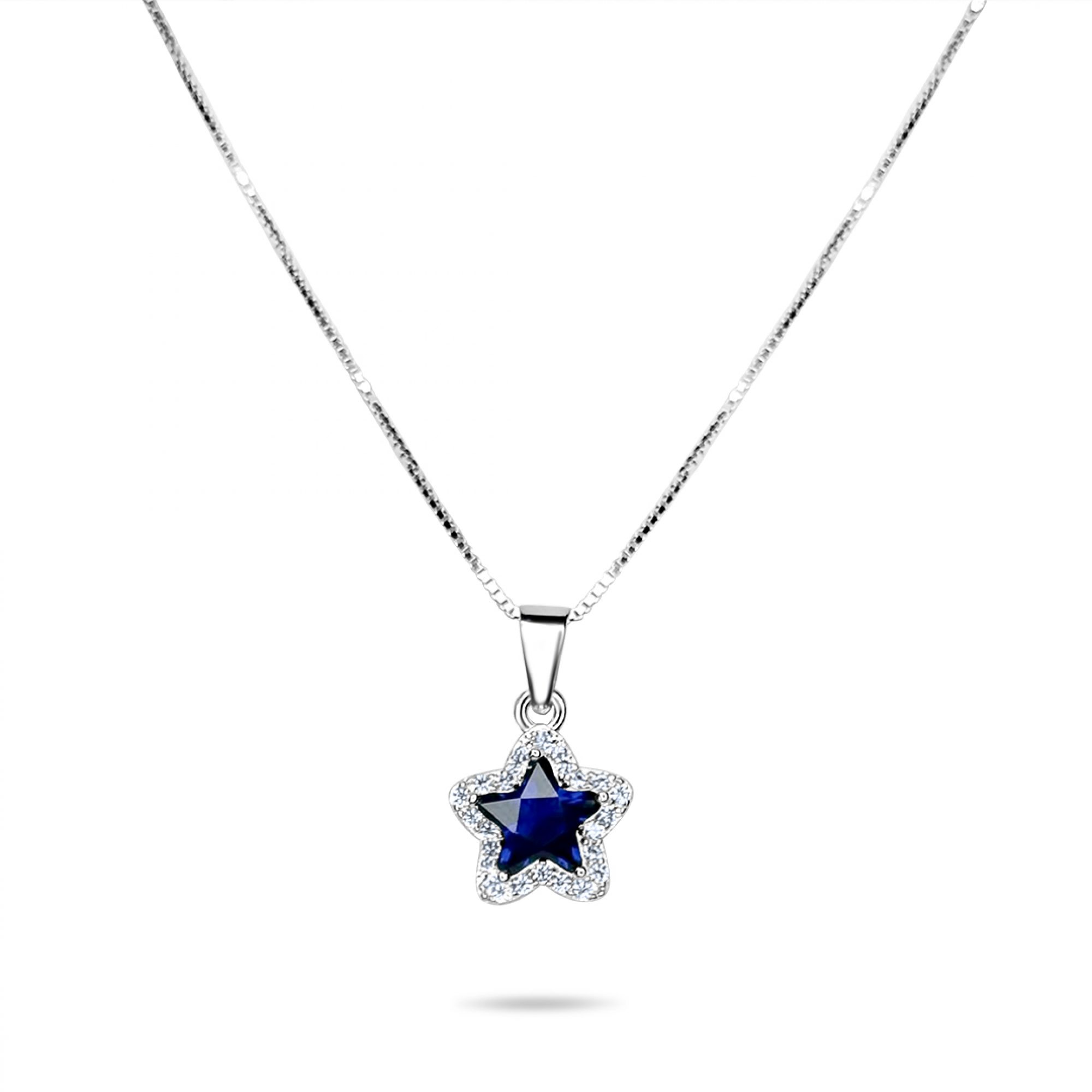 Necklace with sapphire and zircon stones