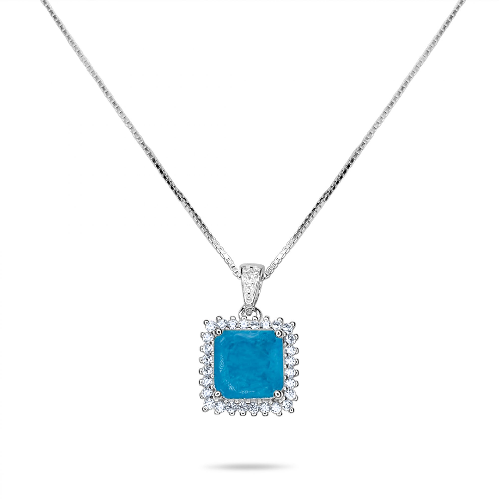Necklace with aquamarine and zircon stones