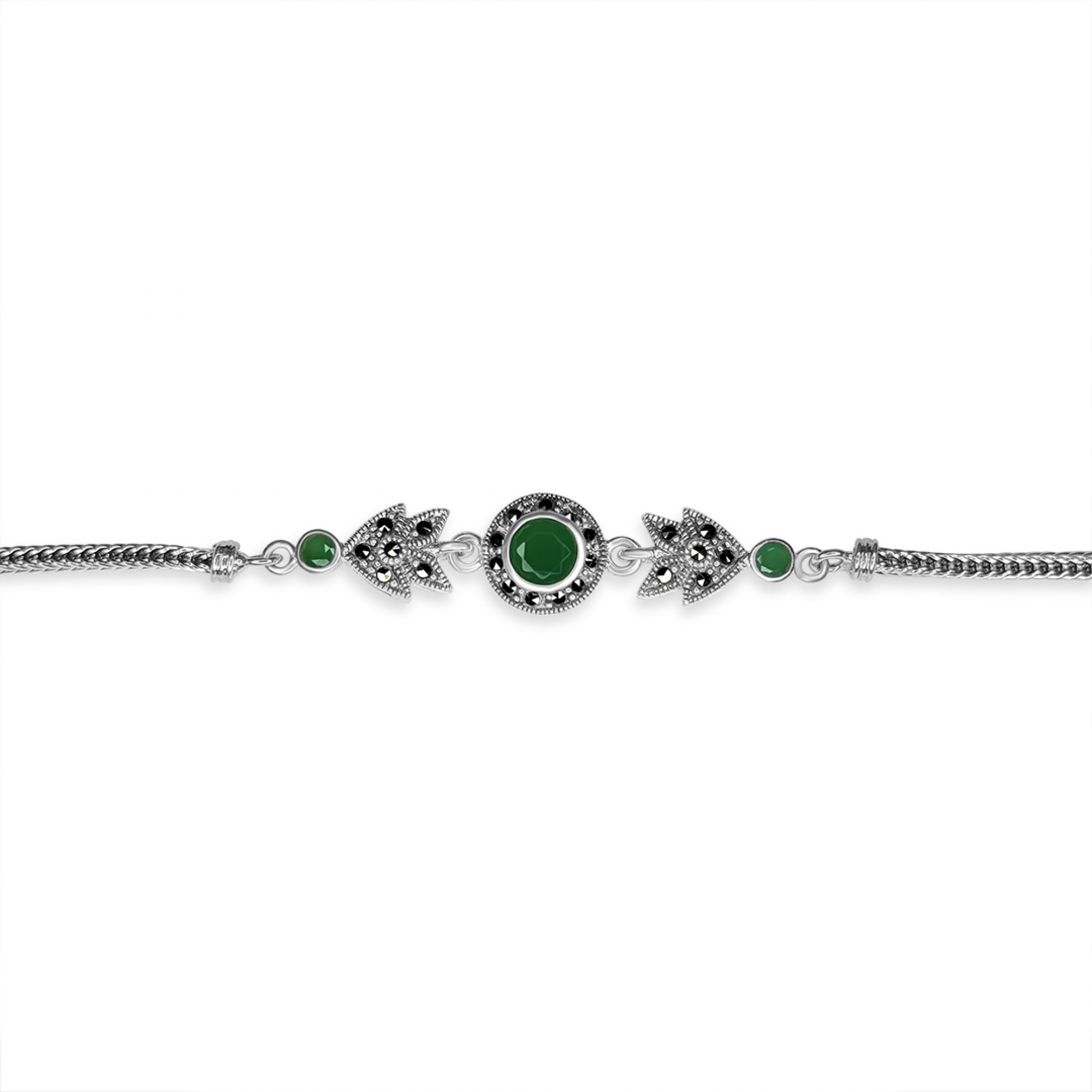 Bracelet with marcasites and emerald stones