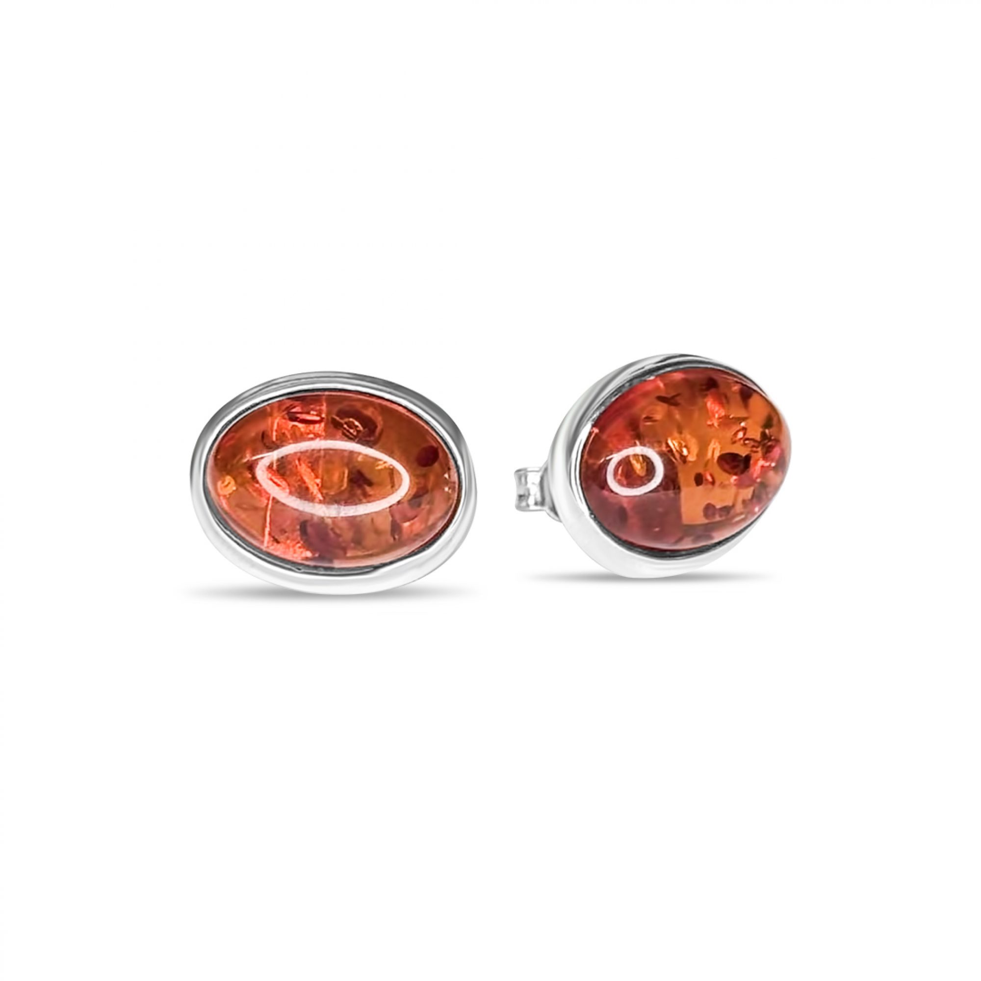 Earrings with amber stones