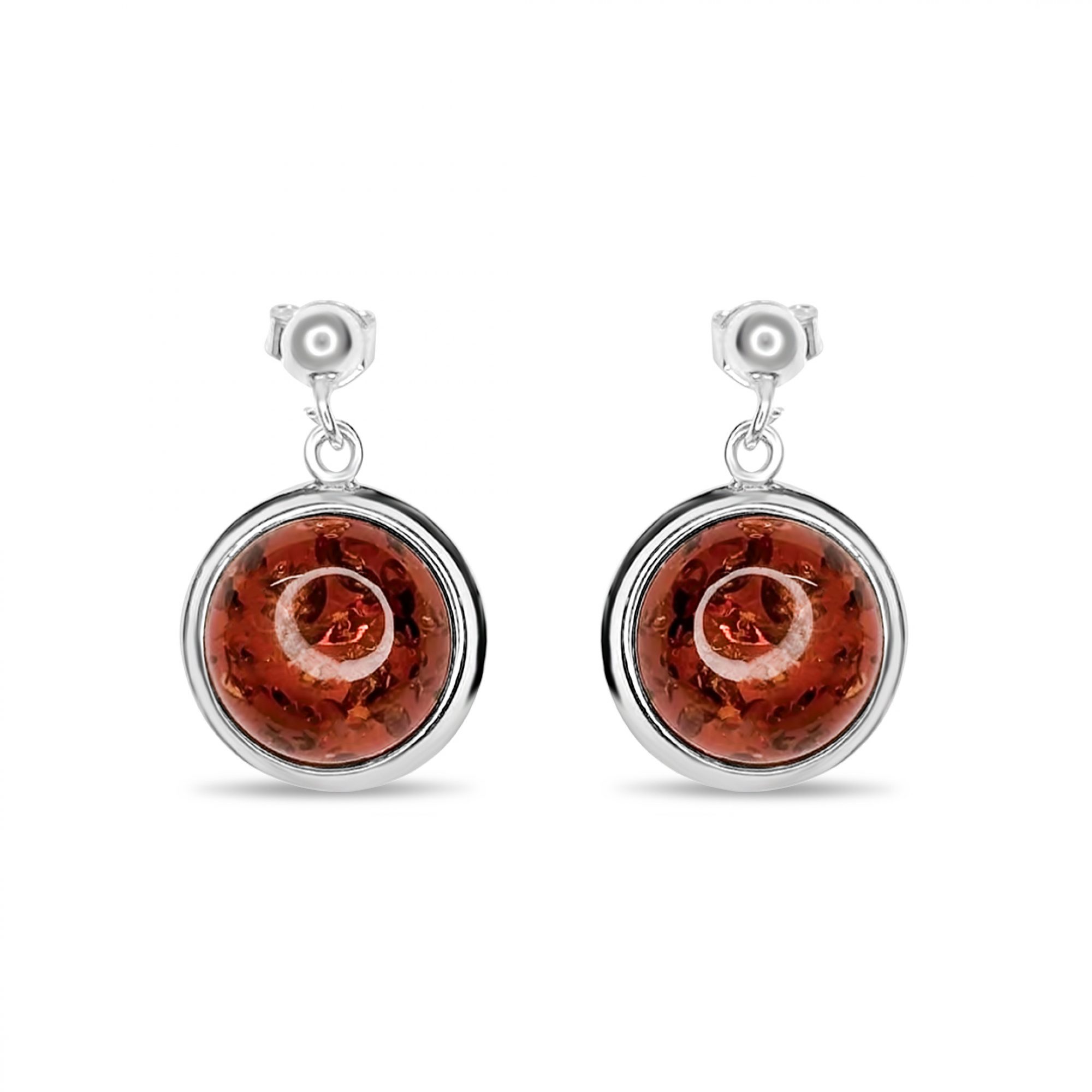 Earrings with amber stones