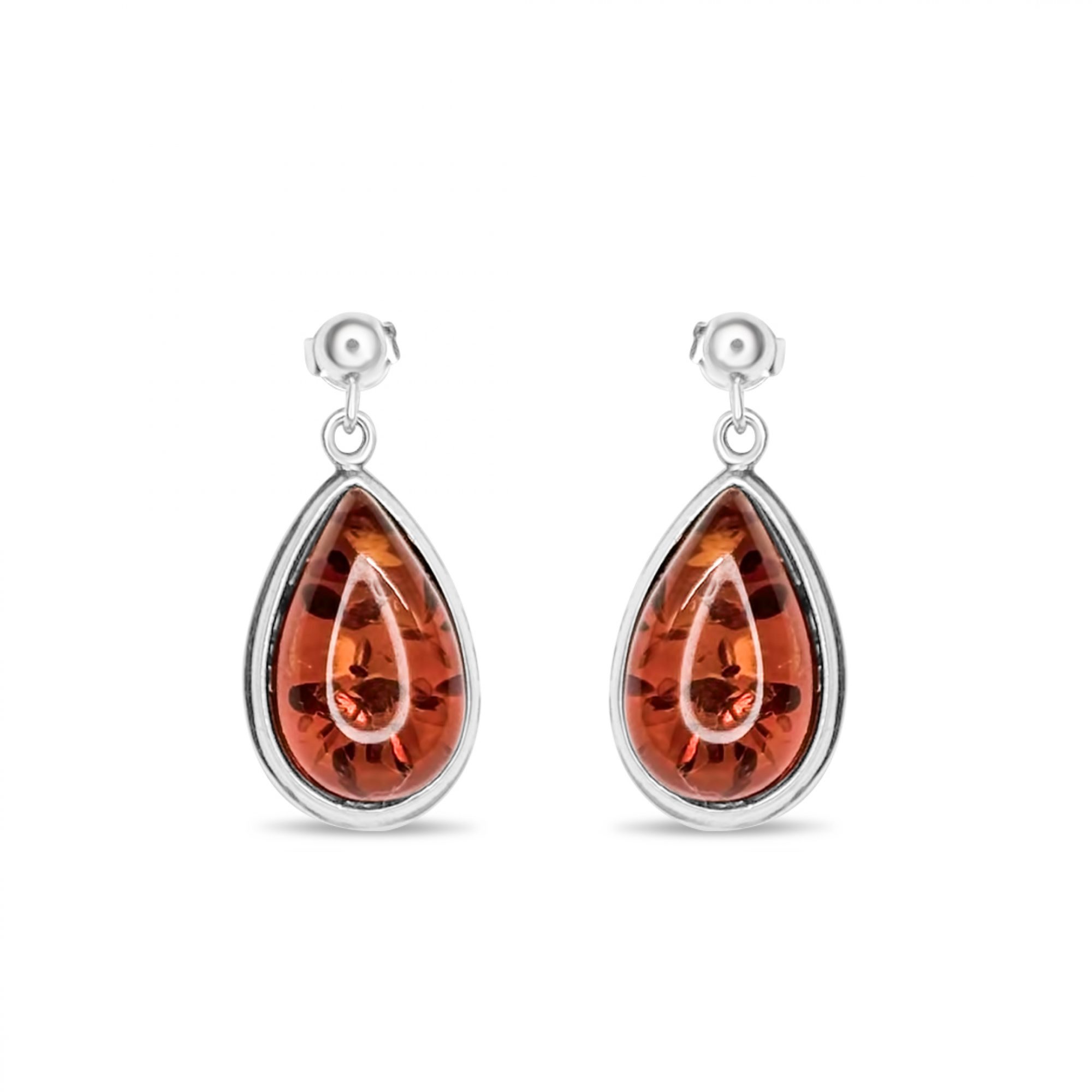Earrings with amber stones