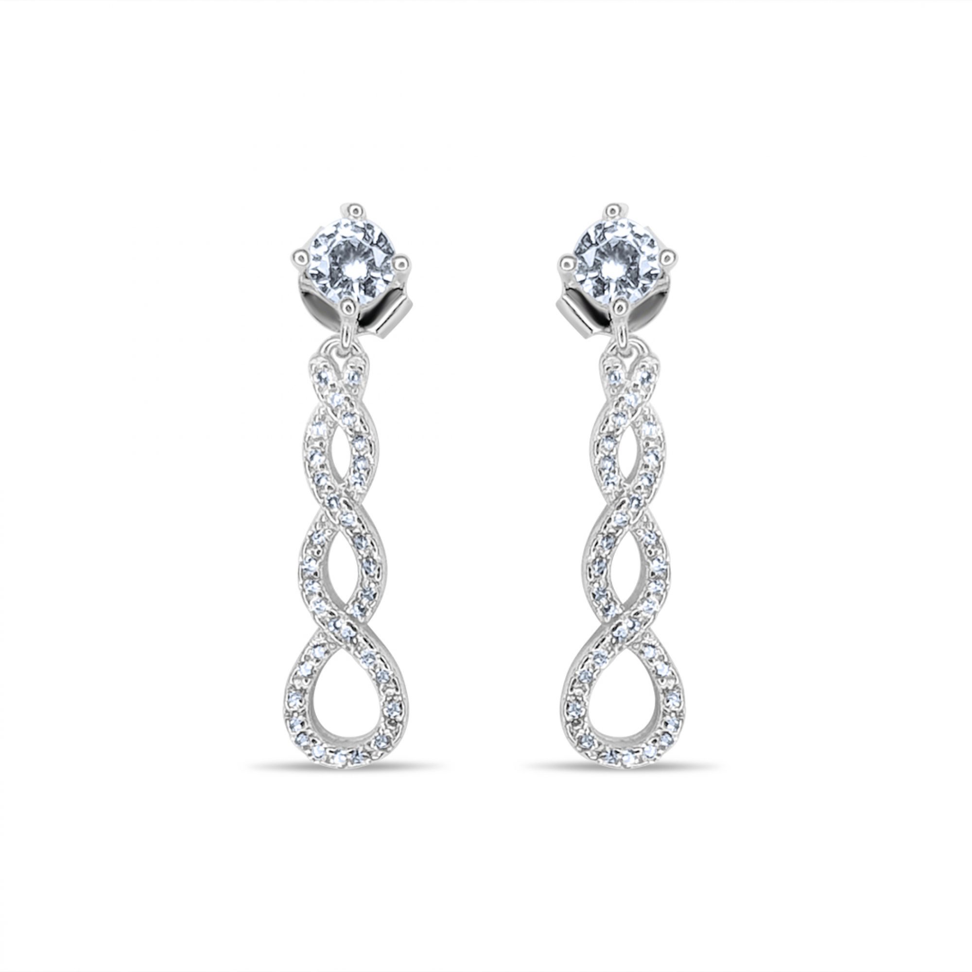 Silver earrings with zircon stones