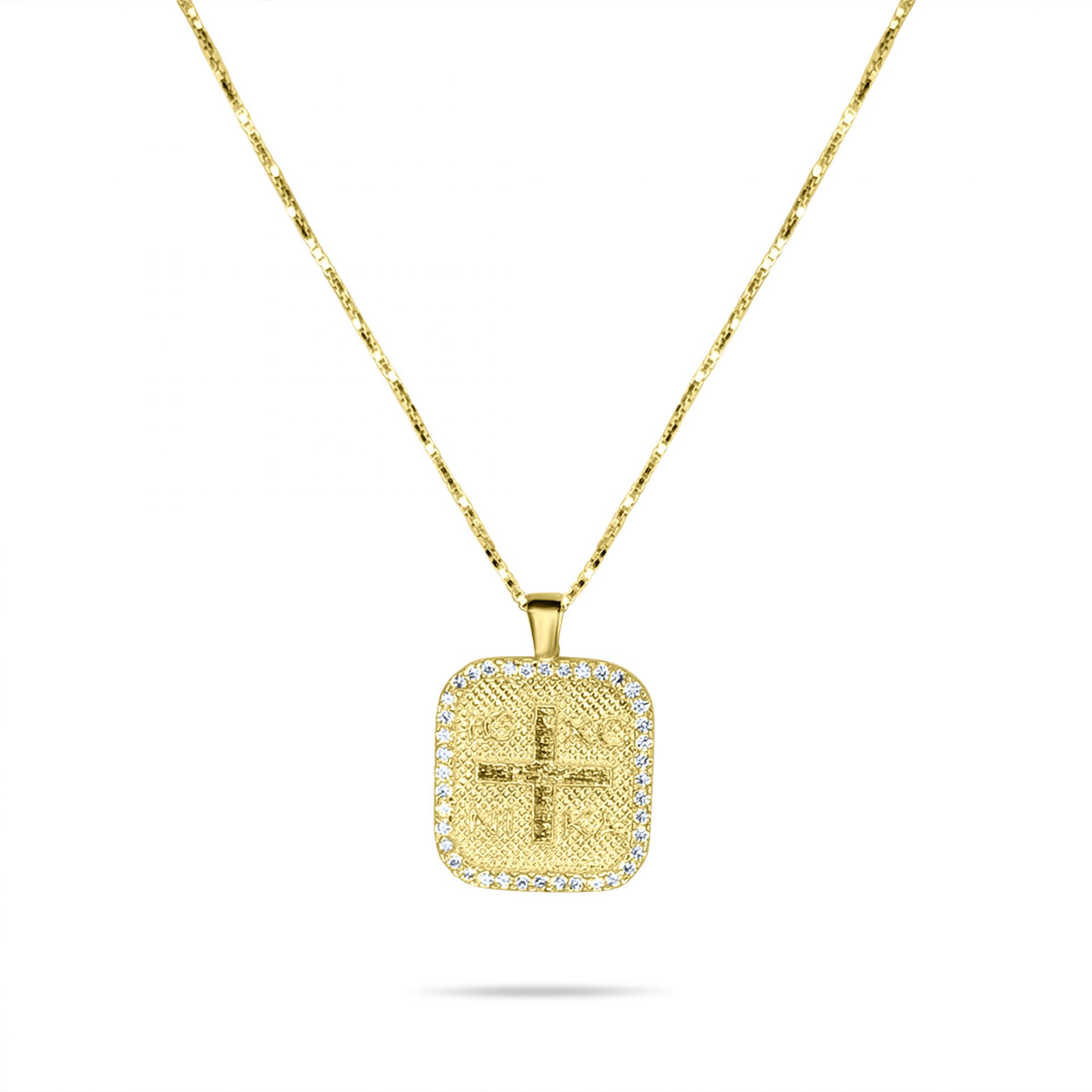 Gold plated constantine necklace with zircon stones