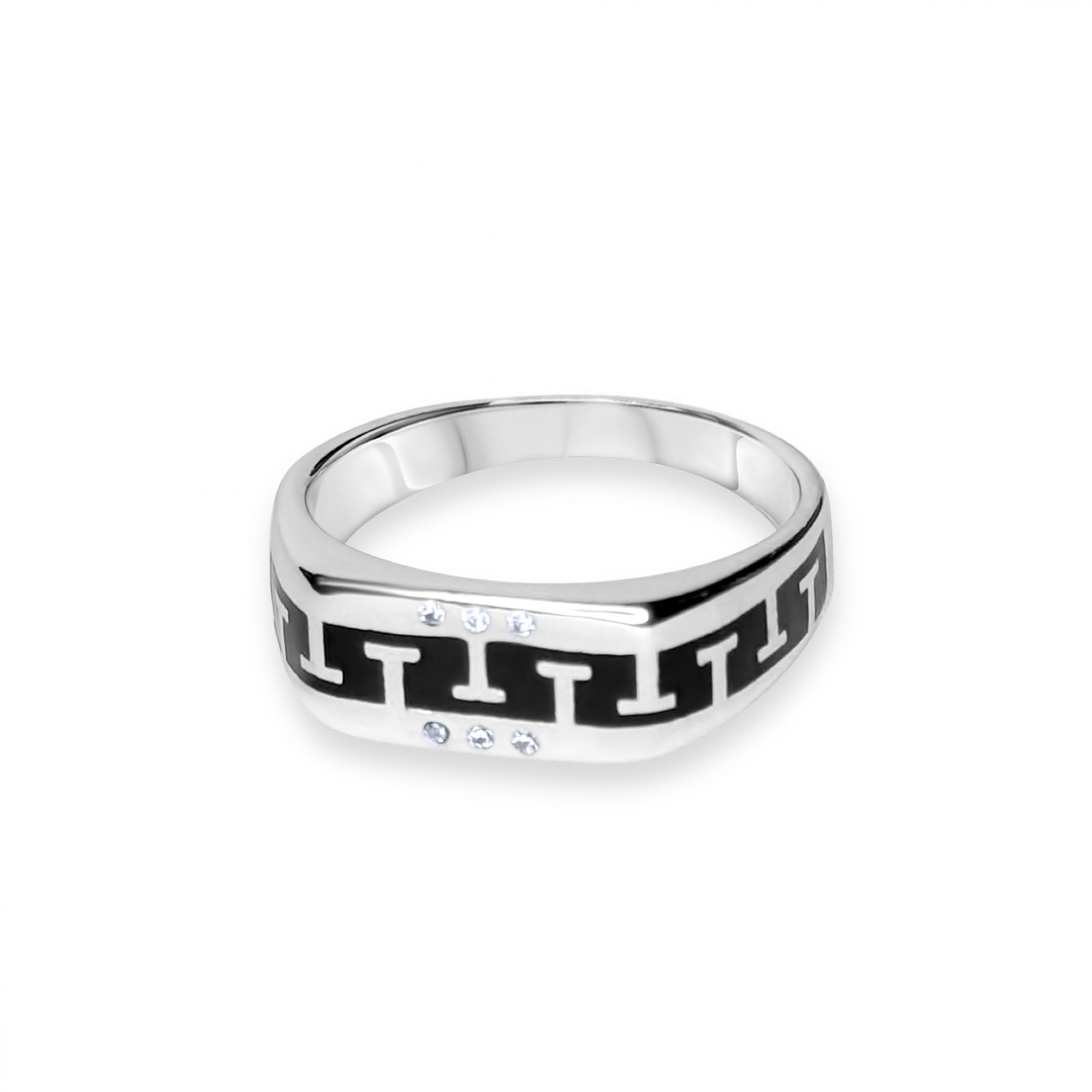 Silver ring with zircon stones