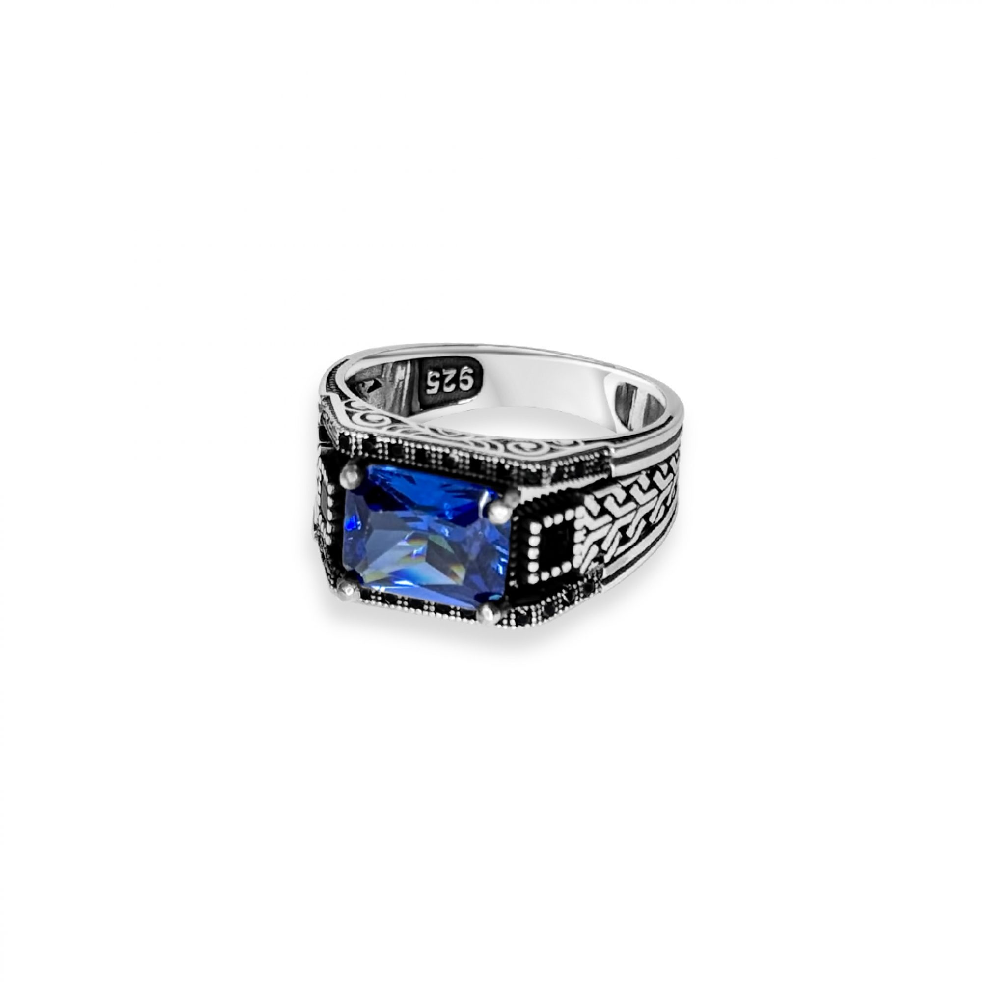 Silver ring with zircon stone