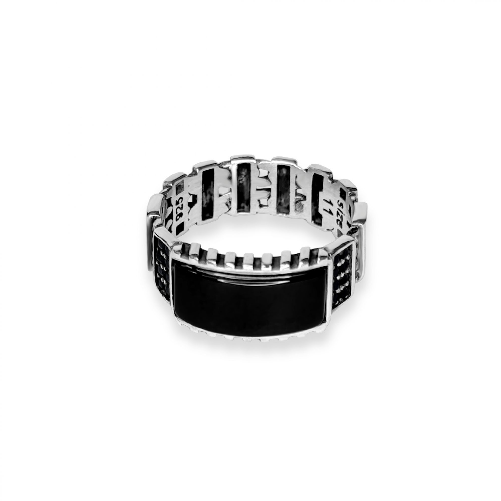 Silver ring with onyx stone