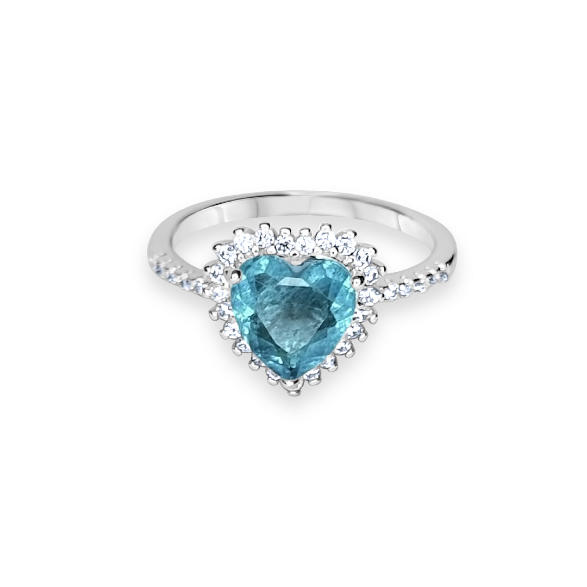 Ring with aquamarine and zircon stones