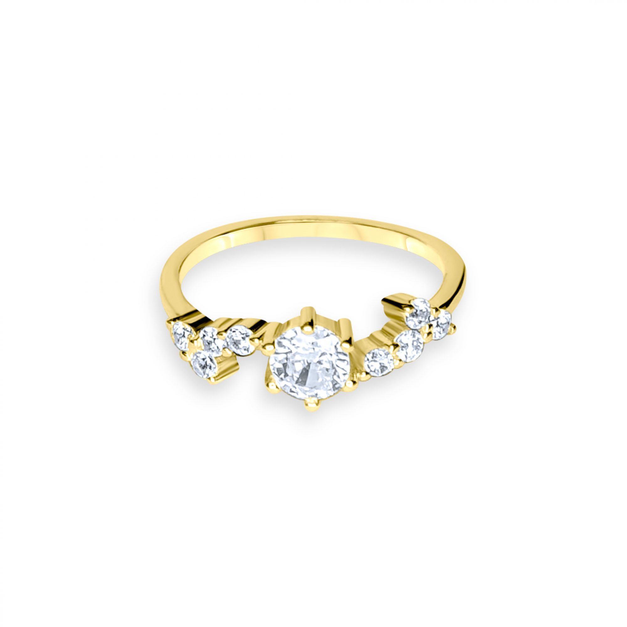 Gold plated ring with zircon stones