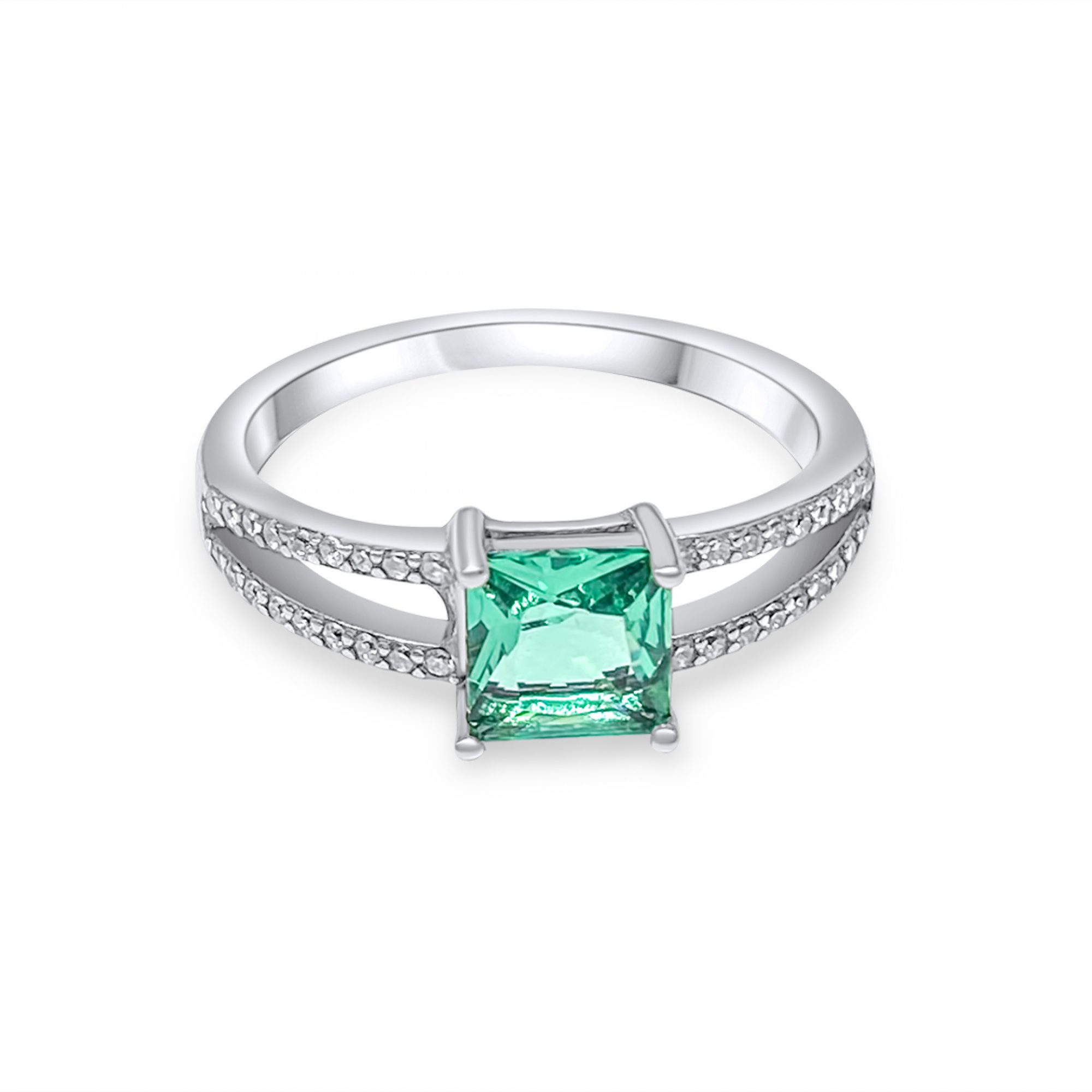 Ring with aquamarine and zircon stones