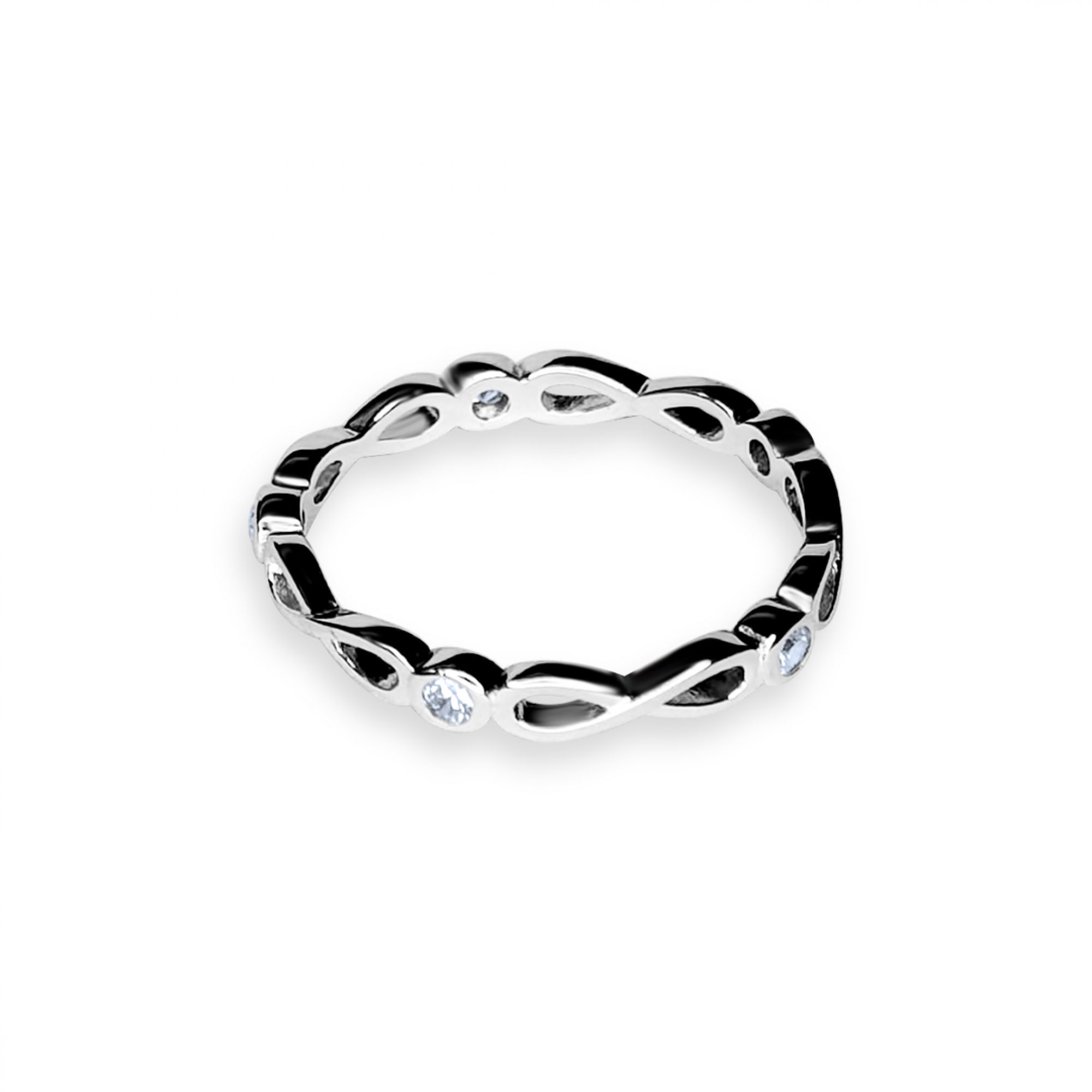 Infinity ring with zircon stones