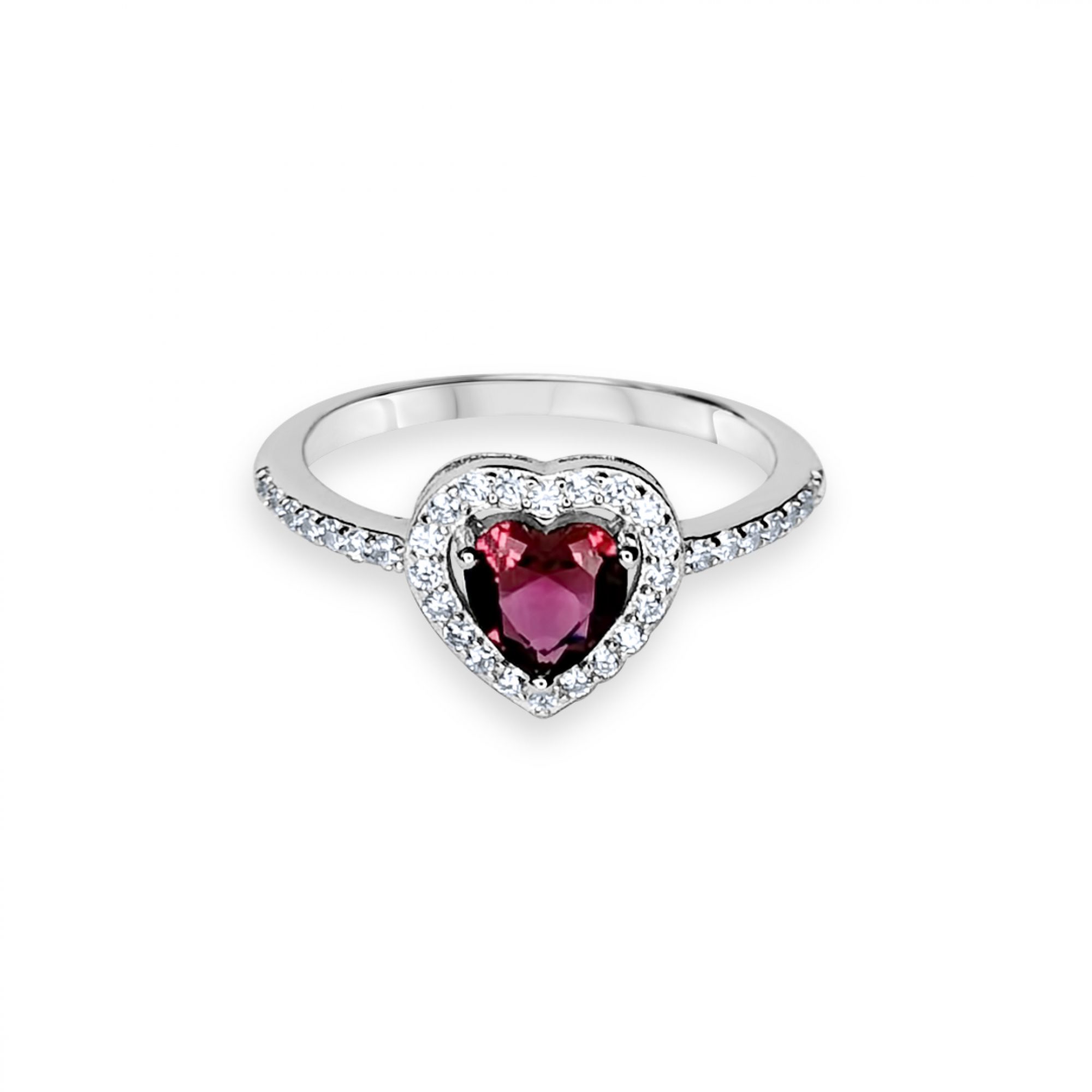 Ring with ruby and zircon stones