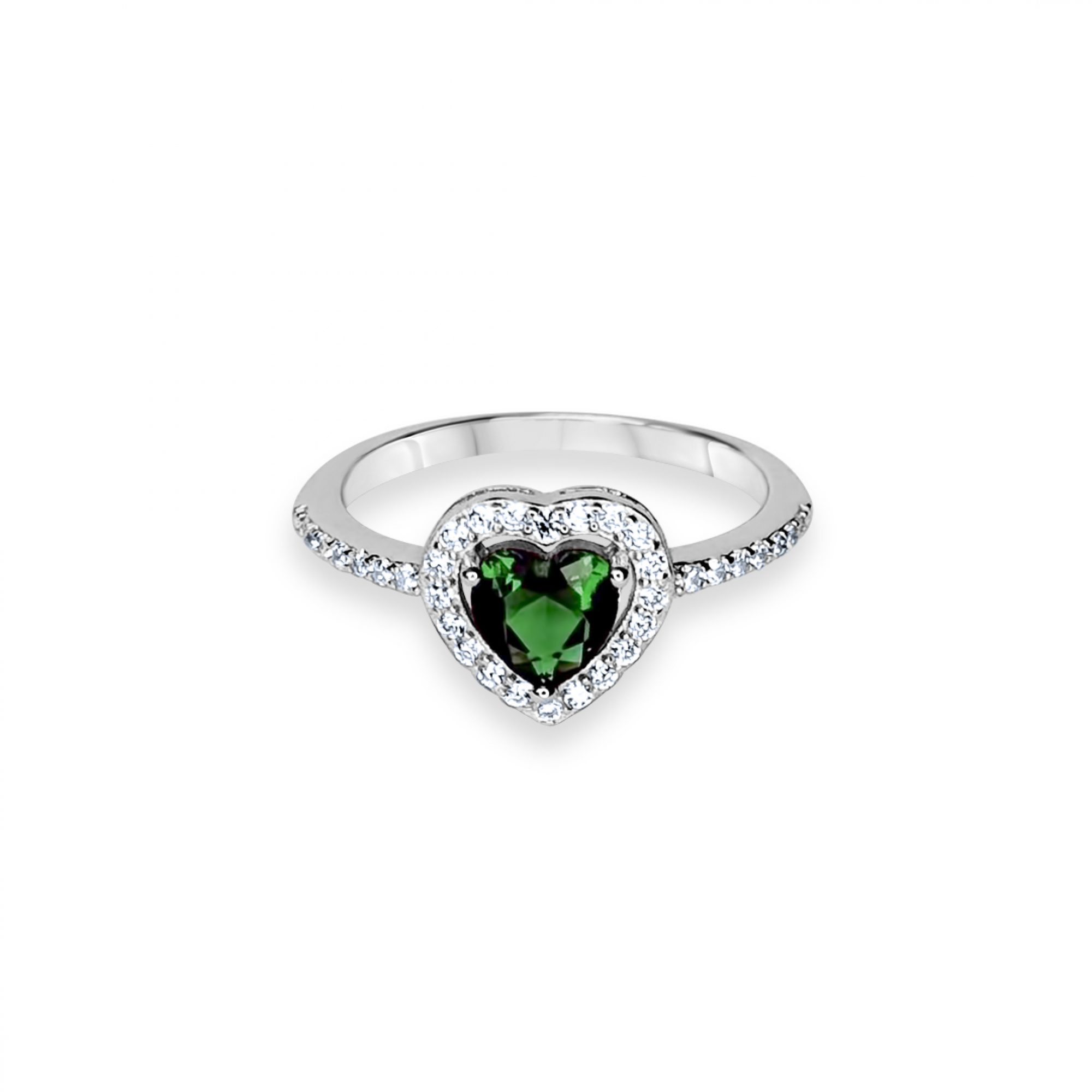 Ring with emerald and zircon stones