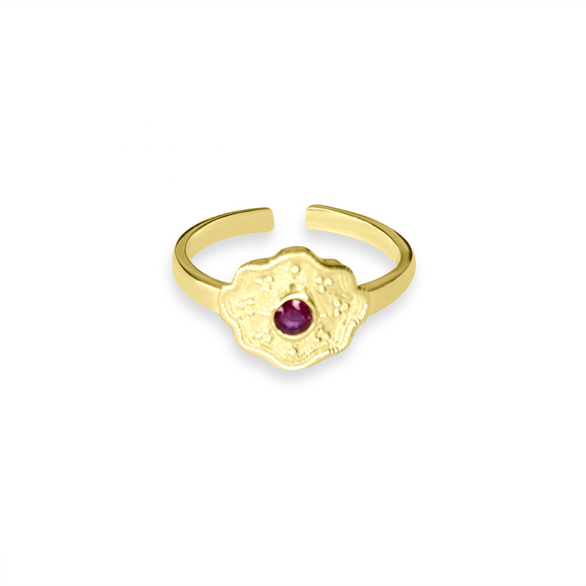 Gold plated ring with ruby stone