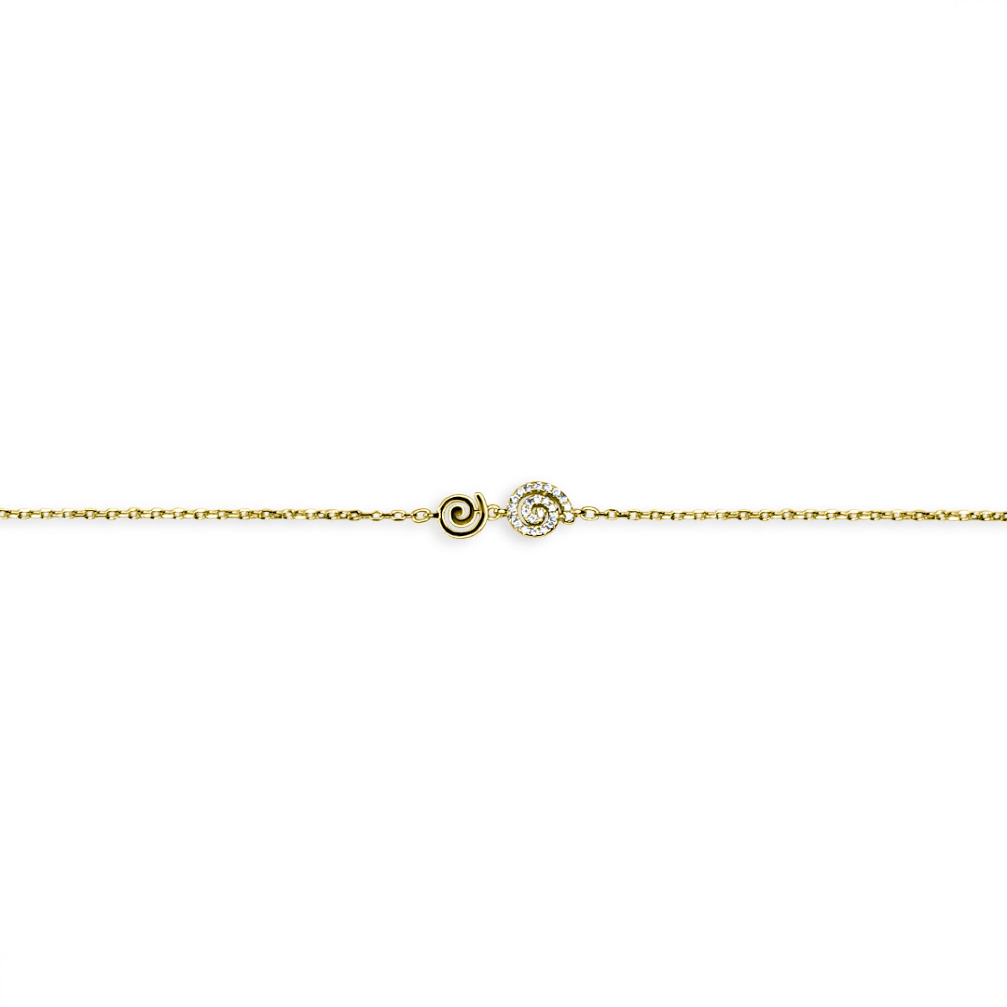 Gold plated spiral bracelet with zircon stones