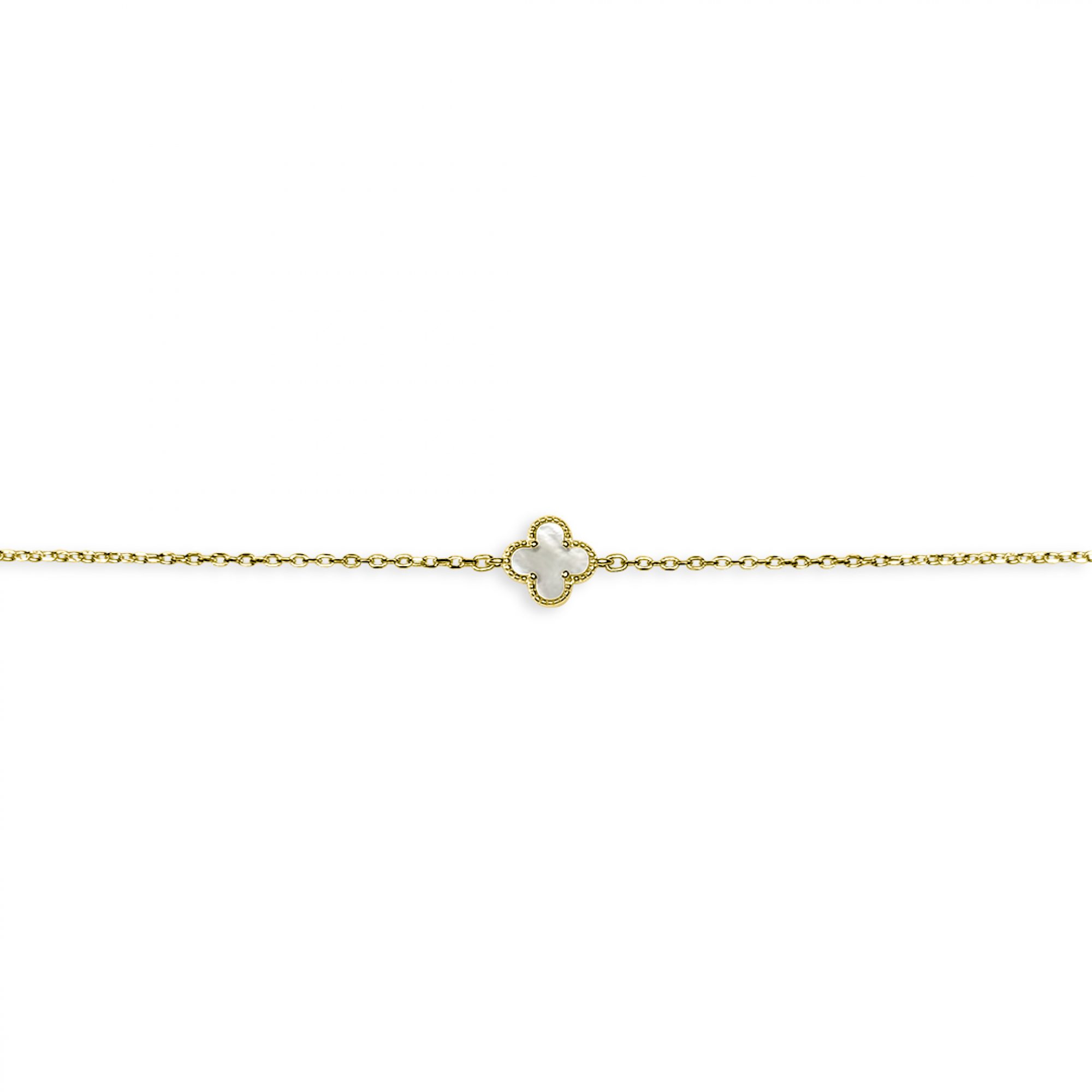 Gold plated bracelet with mother of pearl and zircon stones