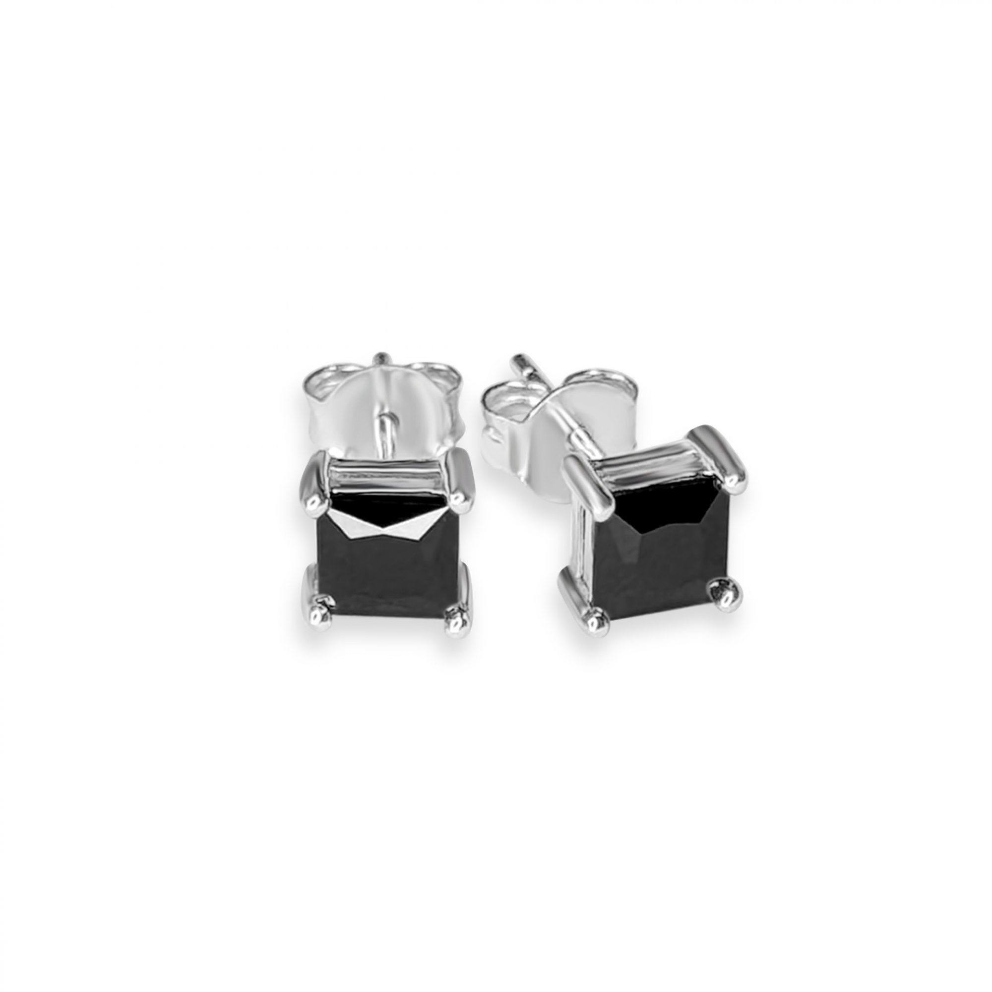 Silver stud earrings with zircon stone