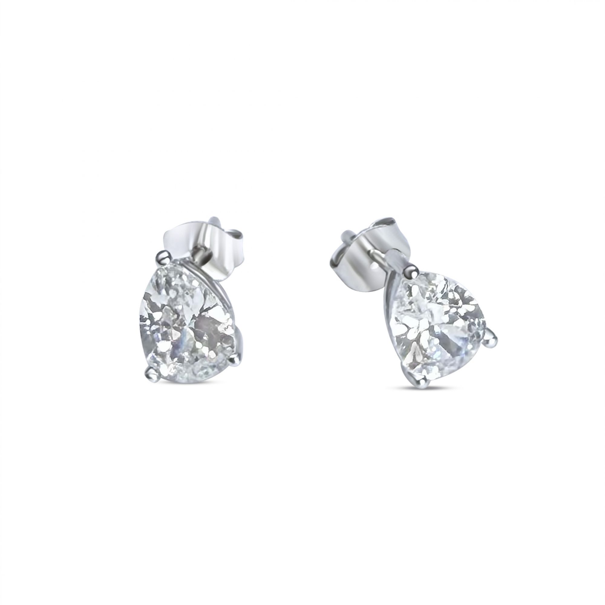 Silver stud earrings with zircon stone