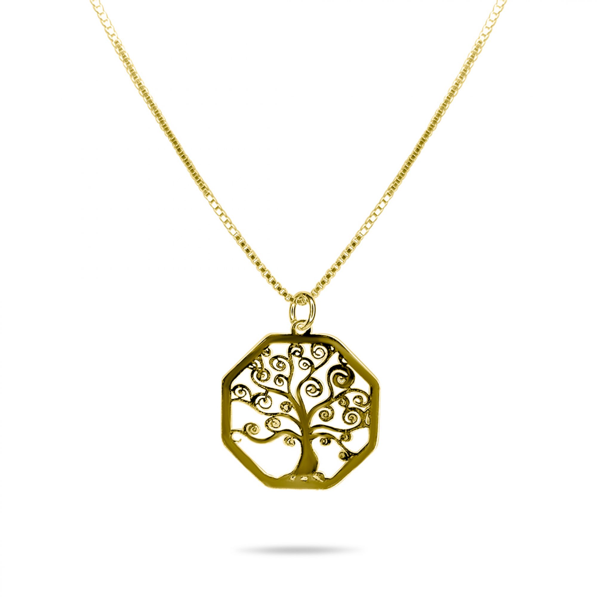 Gold plated Tree of life necklace with zircon stones
