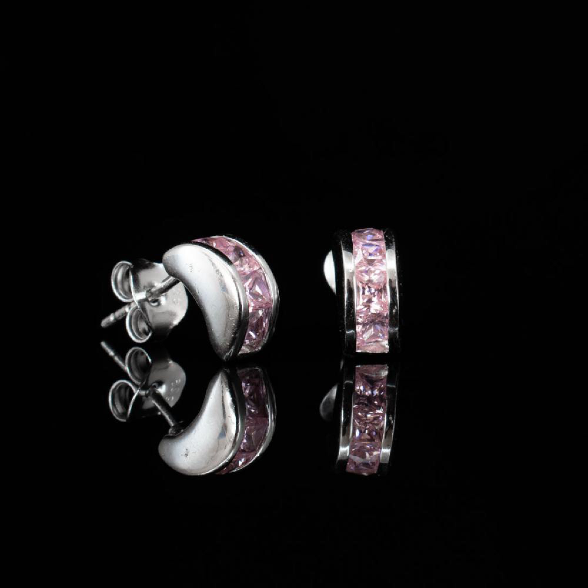 Σκουλαρίκια με πέτρες ροζ κουάρτζ 