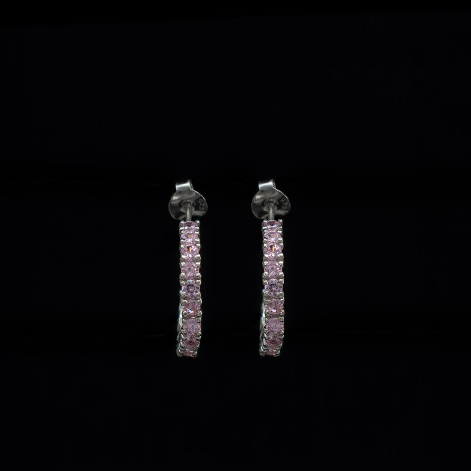 Silver earrings with pink quartz stones