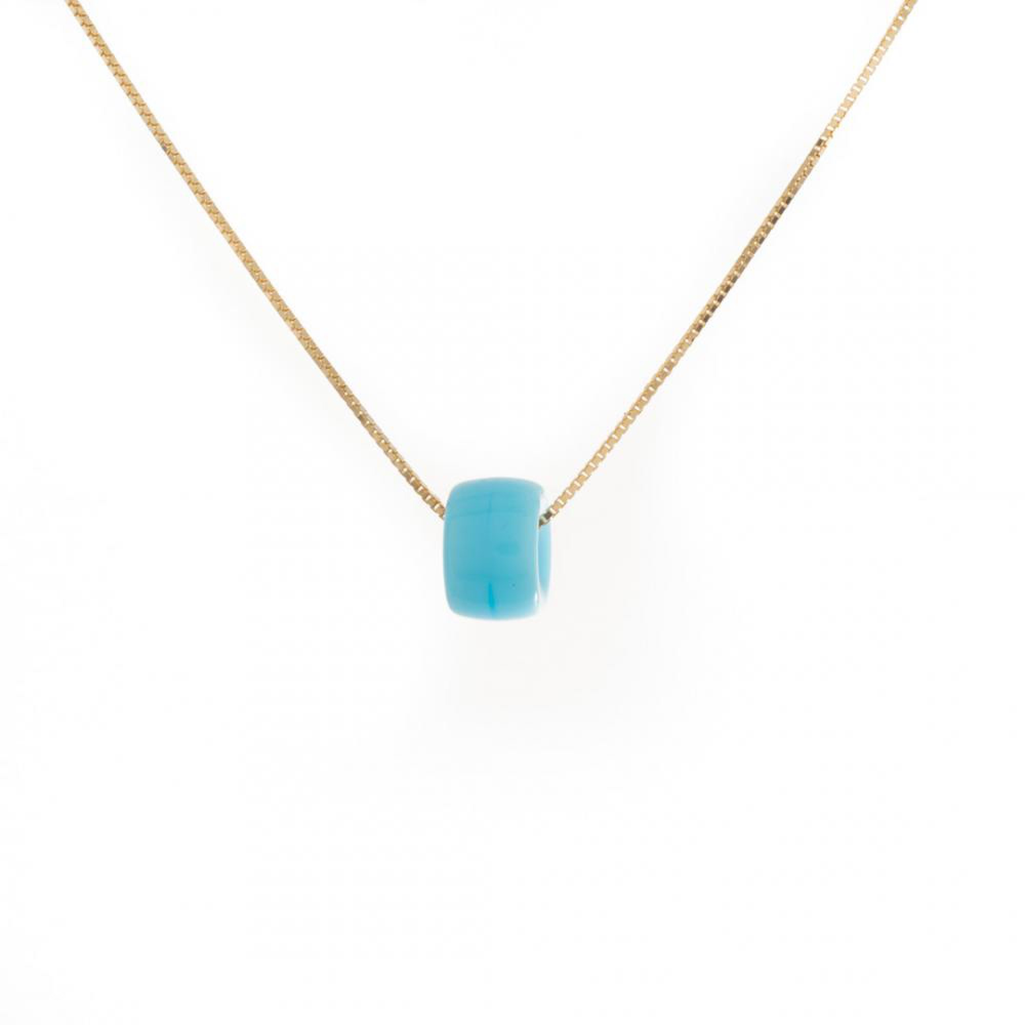 Gold plated blue bead necklace