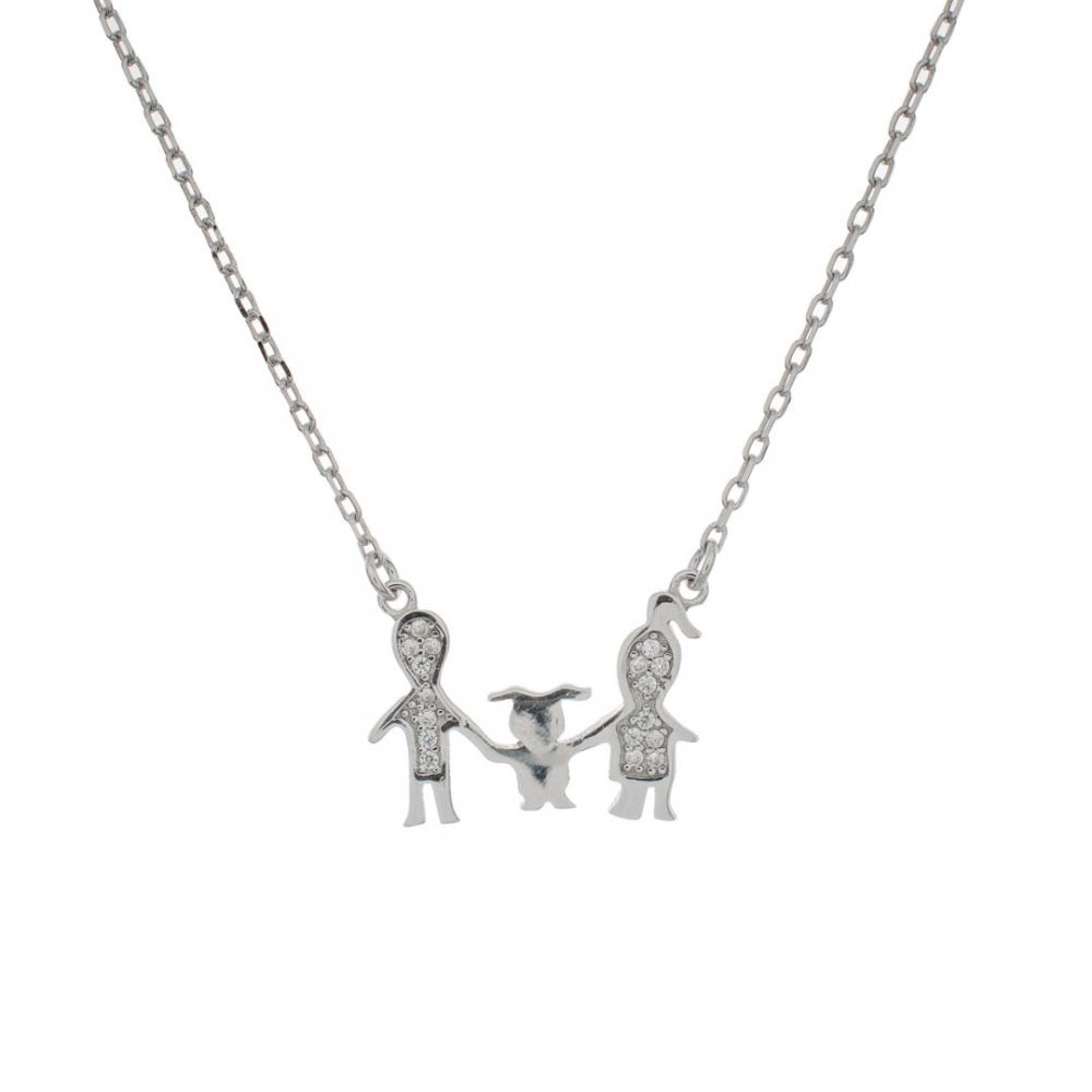 Family necklace 1 girl with zircon stones