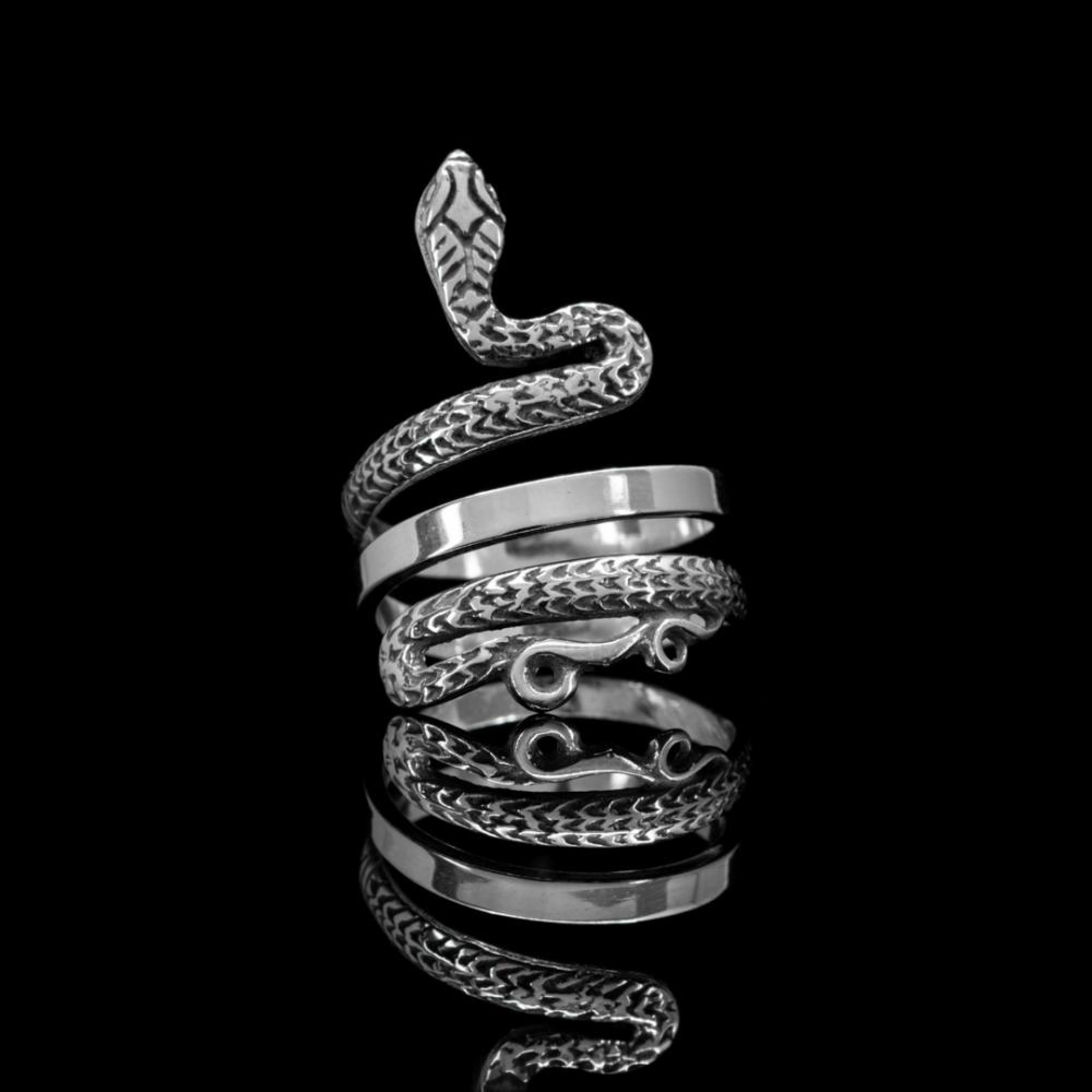 Oxidised snake ring