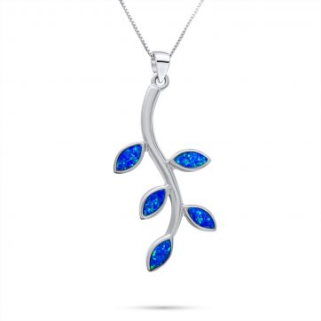 petsios Κολιέ κλαδί ελιάς με πέτρες όπαλ