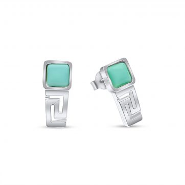 petsios Σκουλαρίκια καρφωτά μαίανδρος με πέτρες τιρκουάζ