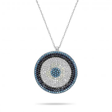 petsios Κολιέ μάτι με πέτρες ζιργκόν