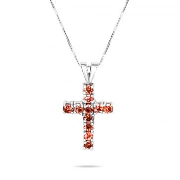 petsios Silver cross with garnet stones