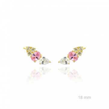 petsios Σκουλαρίκια climbers με πέτρες ζιργκόν και ροζ κουάρτζ