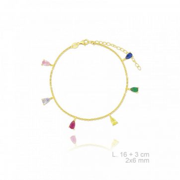 petsios Βραχιόλι επίχρυσο με χρωματιστές πέτρες ζιργκόν