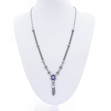 petsios Οξειδωμένο κολιέ με πέτρες λάπις λάζουλι και ζιργκόν