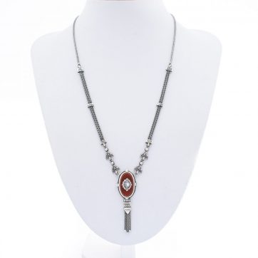 petsios Oxidised necklace with carnelian and zircon stones
