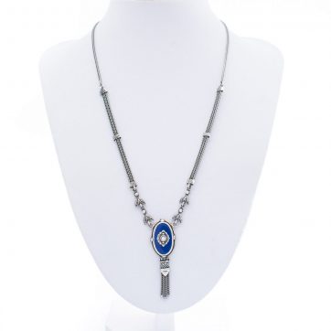 petsios Oxidised necklace with lapis lazuli and zircon stones