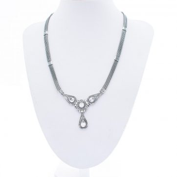 petsios Oxidised necklace with zircon stones