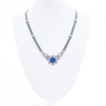 petsios Oxidised necklace with lapis lazuli and zircon stones