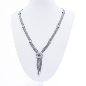 petsios Oxidised necklace with garnet 