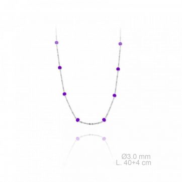 petsios Κολιέ αλυσίδα με μωβ πέτρες