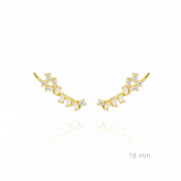 petsios Σκουλαρίκια climbers με πέτρες ζιργκόν επίχρυσα