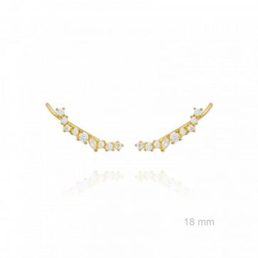 petsios Σκουλαρίκια climbers με πέτρες ζιργκόν επίχρυσα