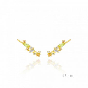 petsios Σκουλαρίκια climbers με πέτρες ζιργκόν επίχρυσα