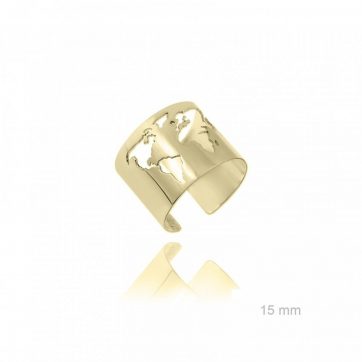 petsios Δαχτυλίδι με τον παγκόσμιο χάρτη επίχρυσο