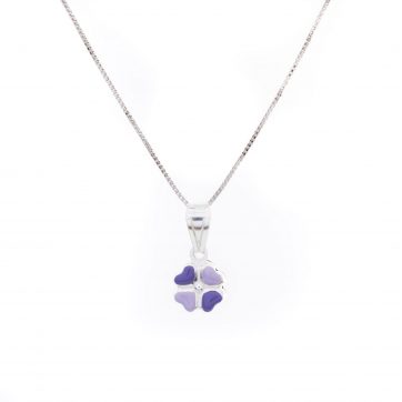 petsios Κολιέ μωβ λουλούδι με σμάλτο