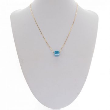 petsios Κολιέ επίχρυσο με χάντρα μπλε